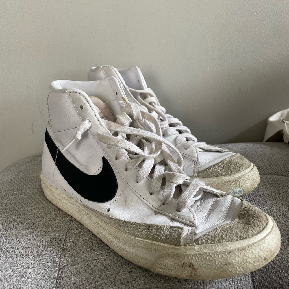 White and Black Nike Blazers Sneakers